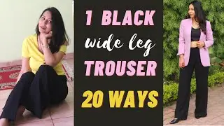 20 Outfits using 1 Black Pants!! Wide Leg High Waisted Trouser