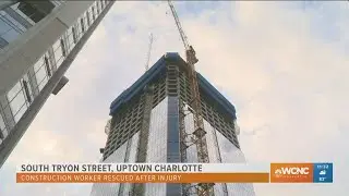 Injured Construction worker rescued with crane 500 feet up