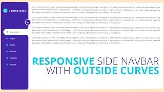How to create the Responsive Side Navbar with outside curves using HTML CSS and Javascript