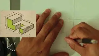 Proyección de vistas ortogonales  a partir de Isométrico - mano alzada