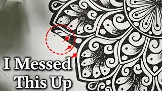 I Drew This Mandala From Start to Finish (3 Minutes) | Step by step | Black and white mandala 