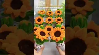 how to make sunflower mini pot with pipe cleaners | fuzzy wire flowers tutorial #handmade #diycrafts