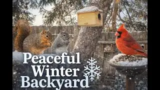 Sunny but Freezing ❄️ Peaceful Winter Backyard | Cardinals, Fox Squirrels & Cozy Wildlife Vibes#cute