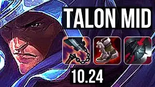 TALON vs YASUO (MID) | 1.8M mastery, 6 solo kills | TR Diamond | v10.24