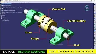 CATIA | OLDHAM Coupling | Part Design | Assembly | Kinematics animation| Tutorial for beginners