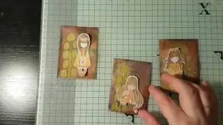 Gorjuss Girl ATCs ... plenty of mixed media layers