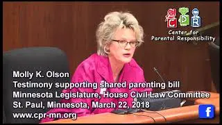 2018 MN Civil Law hearing - Equal Shared Parenting Best for Kids - Molly K Olson