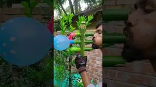 Viral Bamboo balloon launcher 3 tube craft #bamboo #crafts #diy #shorts