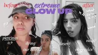 edgy glow up! dye my hair ❤️, ear piercings, laser appointment, new alt nails✨️ لوك جديد معي