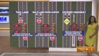 When can I pass a stopped school bus?