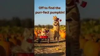 Cute Cat and Kittens Cozy Autumn Day at the Pumpkin Patch Cute Cat Adventure #shorts