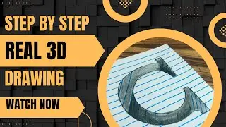 3D Letter G Hole Drawing on Lined Paper | Step by Step Realistic 3D Drawing