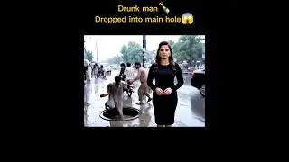 Drunk man falls into main hole in karach😱😱#karachi #karachibarish #heatwave2025 #googleveo3 #veo3