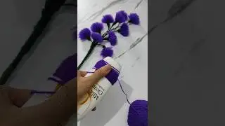 DIY || easy tutorial making woolen flowers || membuat bunga dari benang wol #shorts #benangwol