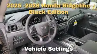 2025 Honda Ridgeline Black Edition Vehicle Settings