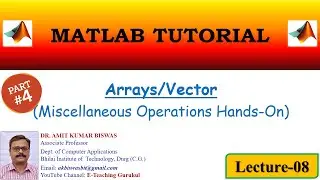 array or vector operation in MATLAB | part#4 | matlab programming | matlab learning videos | 2023