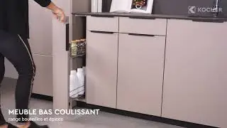 Meuble bas coulissant range bouteilles et &eacute;pices