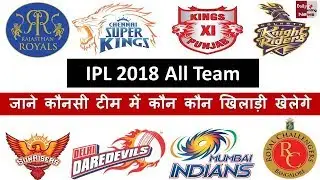 IPL 2018 All Teams Full Squad | RR, MI, CSK, SRH, KKR, RCB, KXIP & DD |