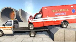 BeamNG Drive - Ambulance on Flatbed Loading & Transport