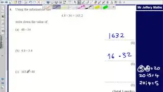Place value - Questions 4 Edexcel GCSE Maths 2008 Non-Calculator Solution