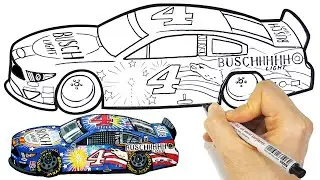 How-to-draw a Race Car NASCAR Kevin Harvick . Drawing and Coloring Pages | Tim Tim TV