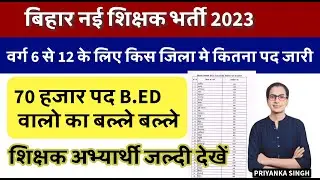 BPSC New Teacher Vacancy District Wise Seat | Bihar TRE 6 to12 Class District Wise Vacancy |BPSCTRE