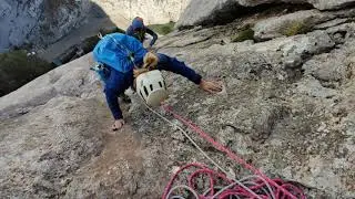 Encuentro Inesperado (190m - MDinf/6a), Espolón del Puente Sur. Hoces de Vegacervera. Agosto 2020