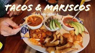 EATING TACOS🌮 AND MARISCOS WHILE PLAYING TRAGOS CARD GAME AT LA HACIENDA