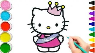 👑 Cute Hello Kitty Princess Drawing for Kids | Easy & Fun Coloring!