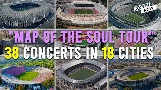 What are the venues for BTS' 2020 MAP OF THE SOUL TOUR?