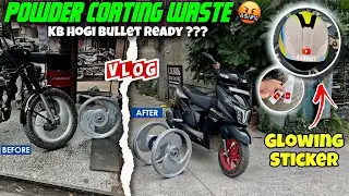 Bullet 350 Modification Powder Coating में पैसे बर्बाद 🤬 | Glowing Sticker For Our New Helmet 