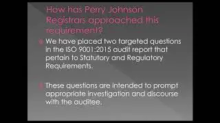 Statutory and Regulatory Requirements - Expectations in an ISO 9001 QMS Audit