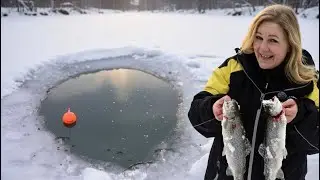 Eisangeln am Forellensee mit Ricarda. Jetzt müsst ihr los !