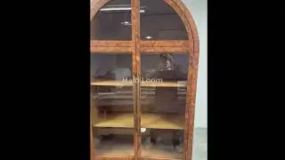 Haloloom Hattie Burl Glass Cabinet Tall display Case Wood Storage Cabinets