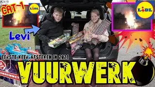 LIDL VUURWERK eerste keer AFSTEKEN met LEVI. MEERDERE FONTEINEN GELIJK AFSTEKEN, GAAF EFFECT #2419