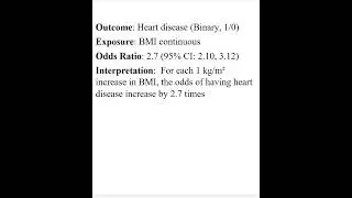 The interpretation of the odds ratio for continuous exposure variables like BMI