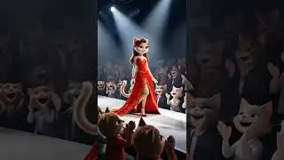 Kitten Walks the Fashion Ramp 😻#viral #cartoon #animation#youtubeshorts