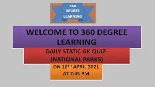 STATIC GK NATIONAL PARKS QUIZ |10 APRIL 2021 | #IBPS #SBI #RBI QUIZ