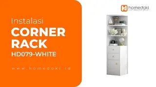 Pemasangan HD079-WHITE Rak Sudut Kayu
