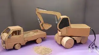 How to make Hydraulic Excavator from Cardboard (Real Syringe System) 