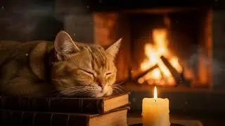 Deep Calm Cat Sleep Music 432Hz 😻 Fireplace Atmosphere For Rest, Healing, And Gentle Comfort