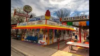 Riding to Delgadillo's Snow Cap Drive-In for a cheeseburger.