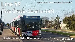 Line 59 Ride Škoda-Solaris-24M to Nádraží Veleslavín