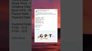 GPT Healthcare Ltd has recommended a Final Dividend for FY25. #BreakingNews #StockMarket #2025
