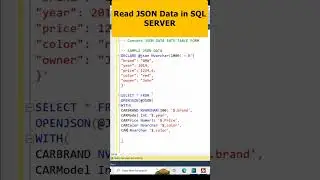 Read JSON Data in SQL SERVER | Part 13 #database