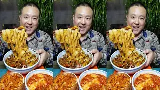 Noodles mixed with dried soybeans, this tastes amazing. It&rsquo;s so fragrant #countrysidefood