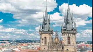 Church of our lady before Tyn timelapse in Prague, Czech republic. Gothic church in Prague Old town