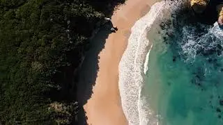 Drone flying over the great ocean road bays