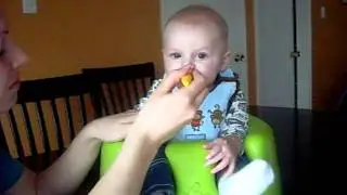 Leo's first rice cereal feeding