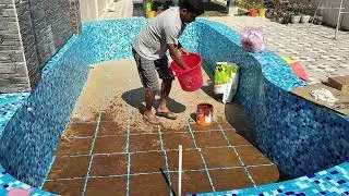 Glass mosaic tile swimming pool ###
